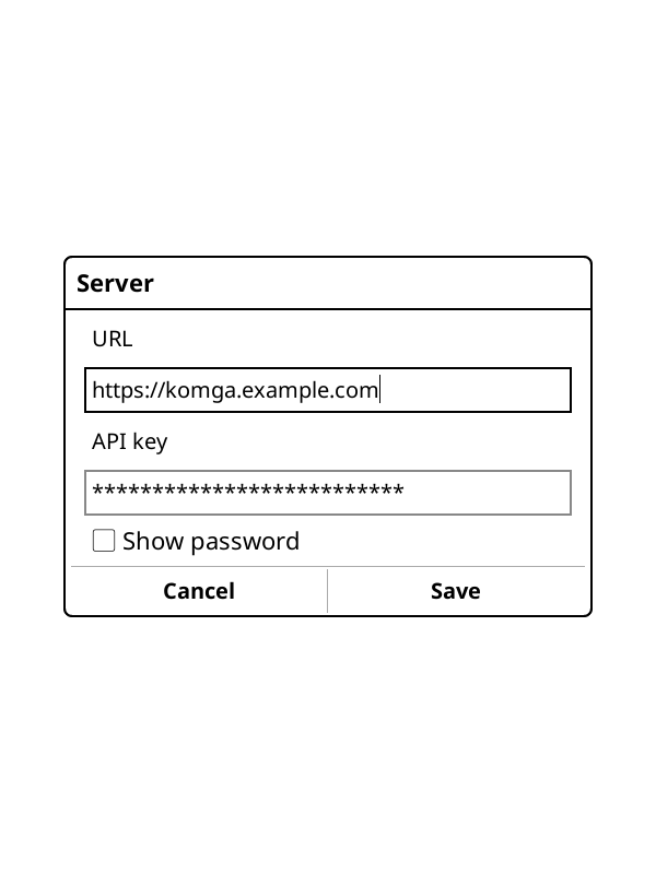 The server settings dialog