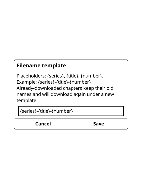 The filename template dialog